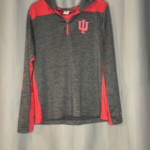Champion Gray and Red IU Quarter-Zip Hoodie